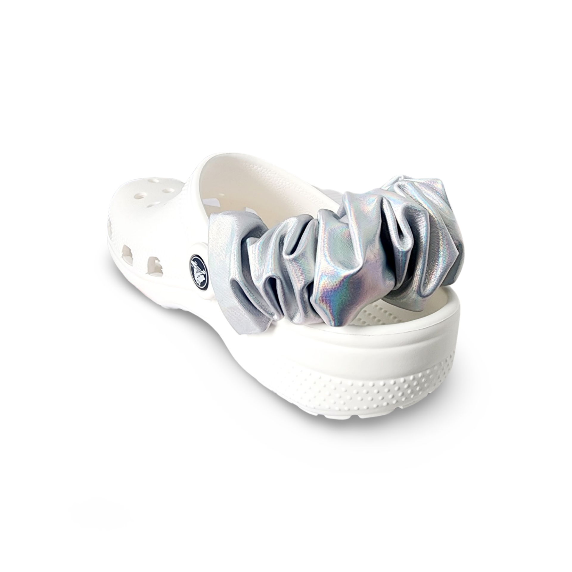 Strap Sizzle Shoe Scrunchies - Iridescent Silver