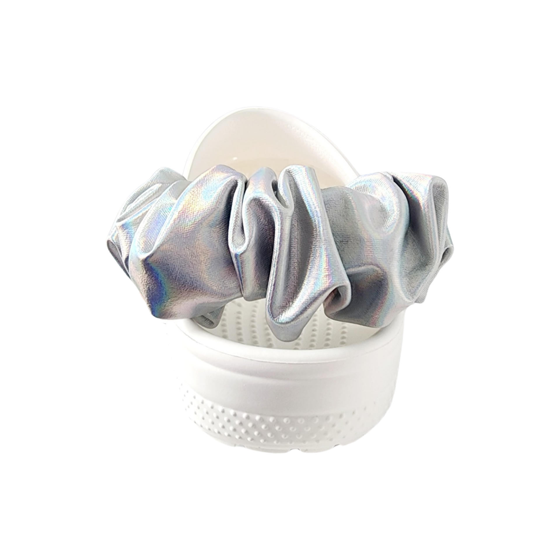 Strap Sizzle Shoe Scrunchies - Iridescent Silver
