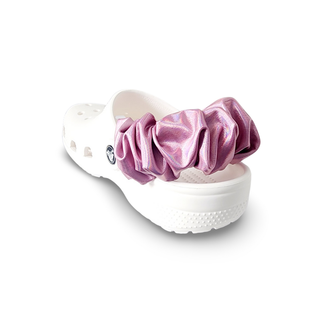 Strap Sizzle Shoe Scrunchies - Iridescent Pink